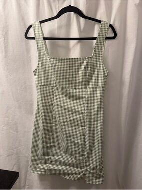 Lulu's Green Gingham Square Neck Mini Dress